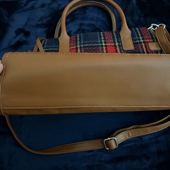 Time and Tru Harper Navy Plaid Satchel Bag Purse NEW - Picture 7 of 7